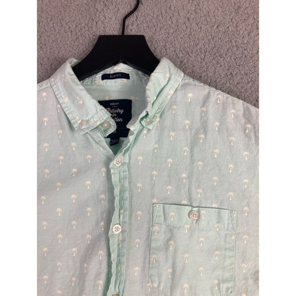 Palm Tree Button Shirt Graphic Men's M Casual Fashion Tropical Print Top Tee - Picture 6 of 8